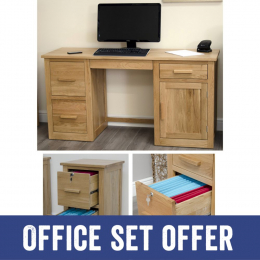 Arden Solid Oak Desk And Filing Cabinet Package